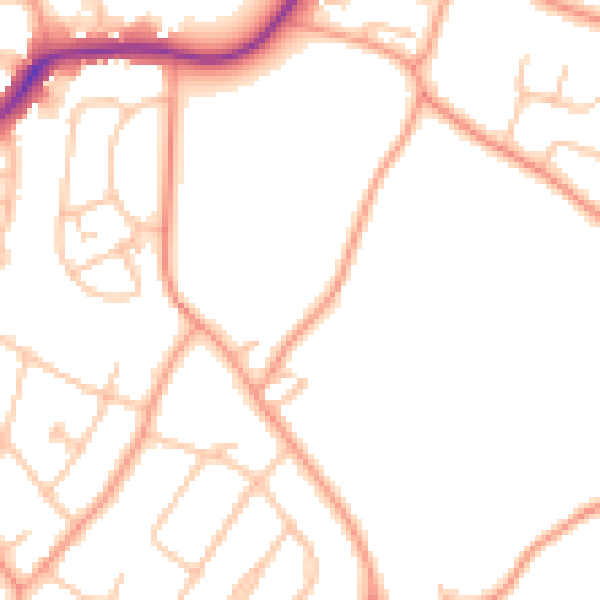 Daytime road noise heatmap for WS3 4QG