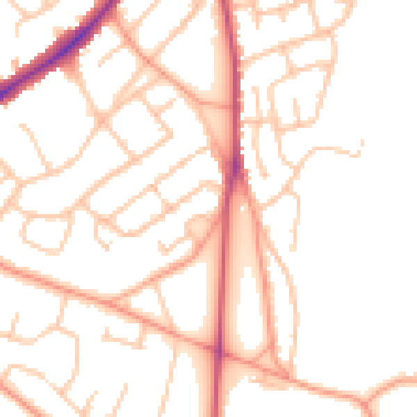 Daytime road noise heatmap for WS3 4QN