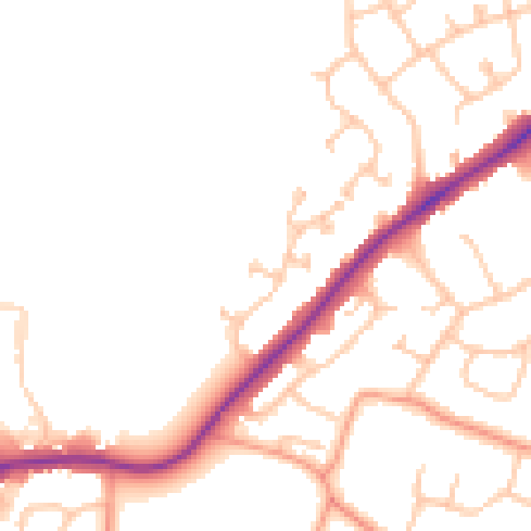 Daytime road noise heatmap for WS3 4QU