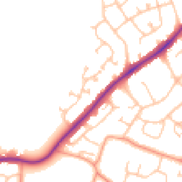 Daytime road noise heatmap for WS3 4QY
