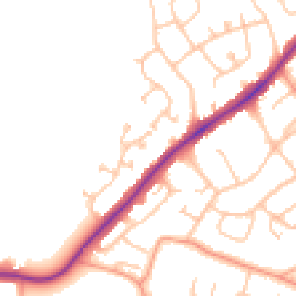 Daytime road noise heatmap for WS3 4QZ