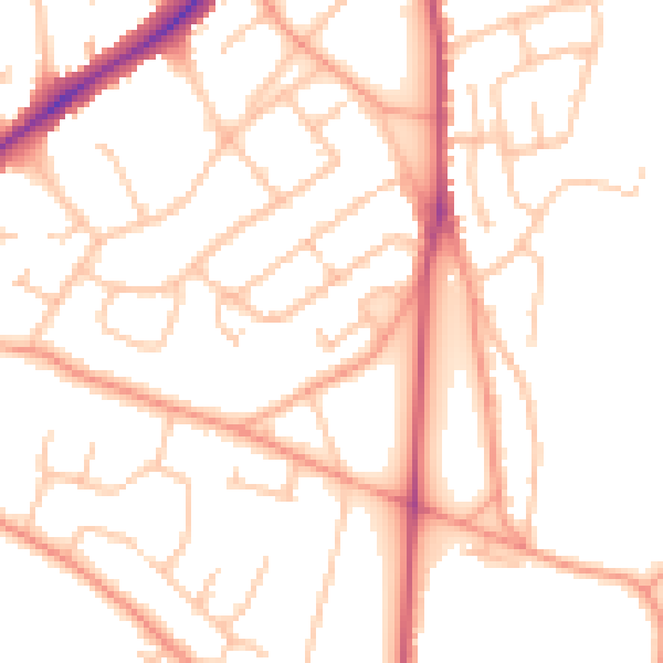 Daytime road noise heatmap for WS3 4RA