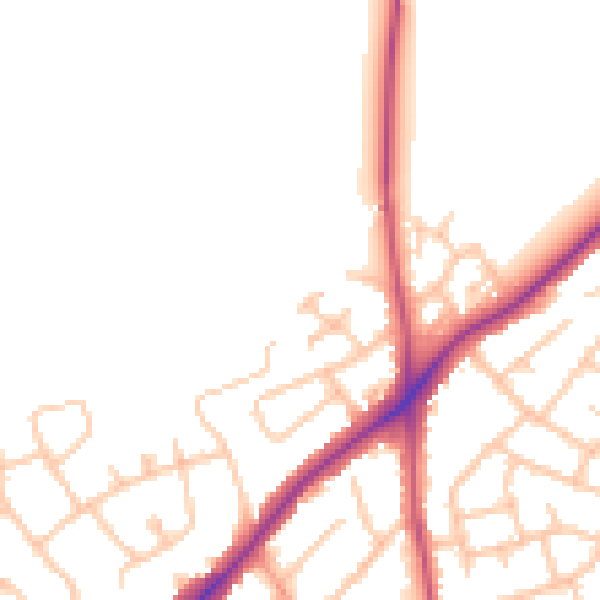 Daytime road noise heatmap for WS3 5BE