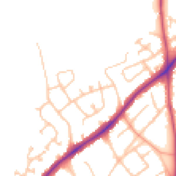 Daytime road noise heatmap for WS3 5DE