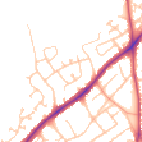 Daytime road noise heatmap for WS3 5DQ