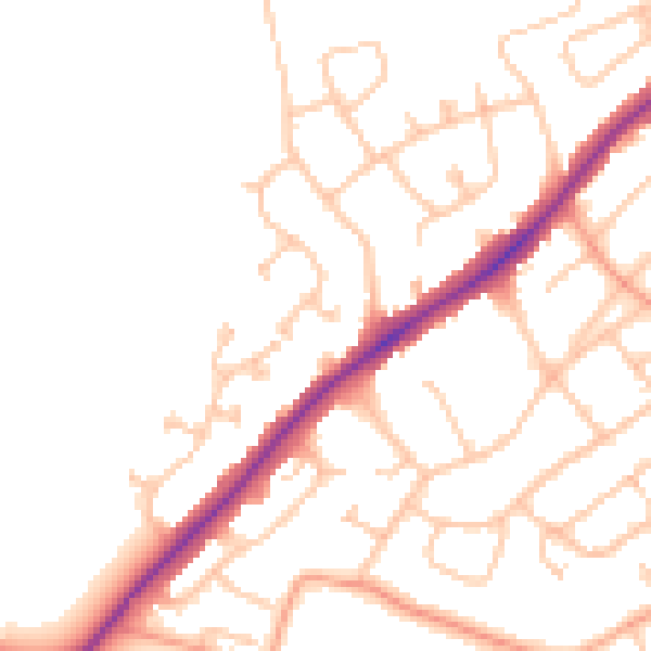 Daytime road noise heatmap for WS3 5EX