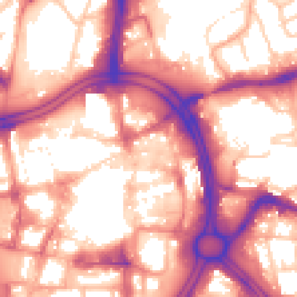 Daytime road noise heatmap for WV1 1EX
