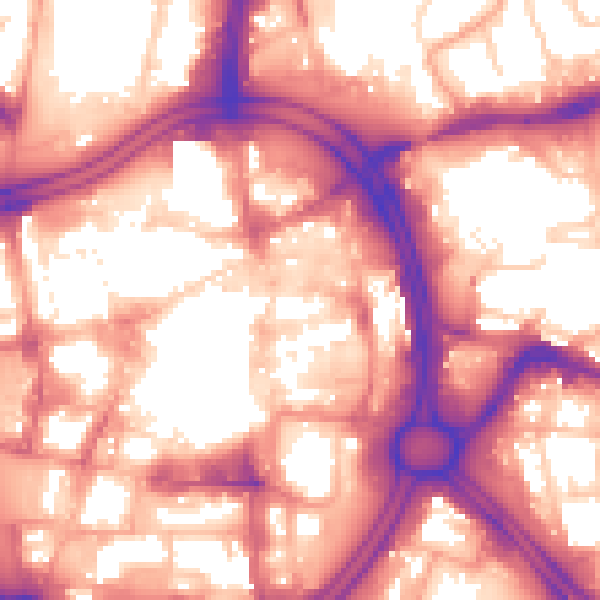 Daytime road noise heatmap for WV1 1HB