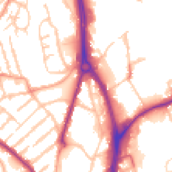 Daytime road noise heatmap for WV1 1HR