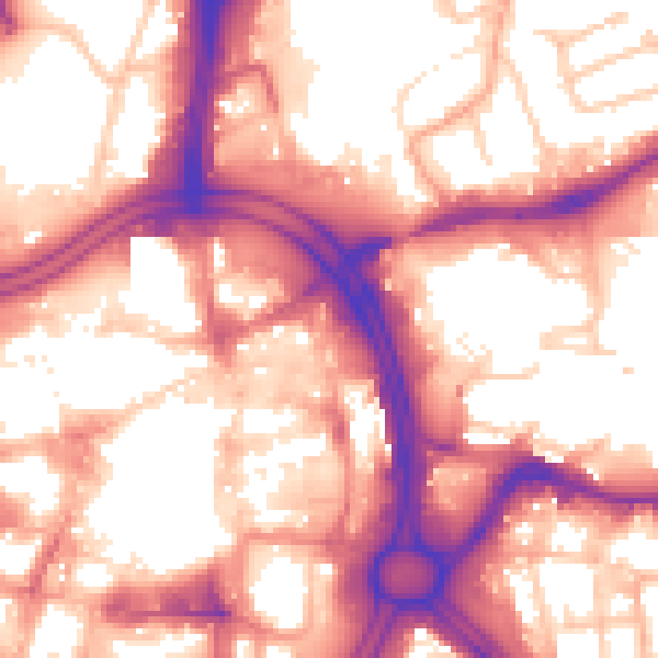 Daytime road noise heatmap for WV1 1HT