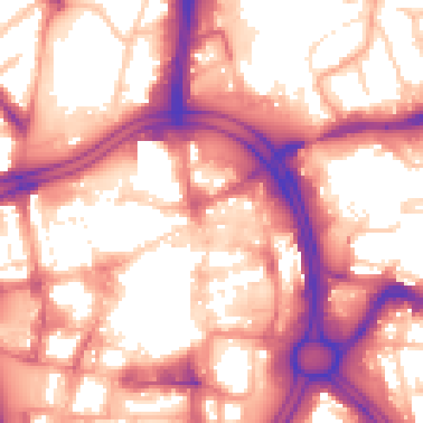 Daytime road noise heatmap for WV1 1HU