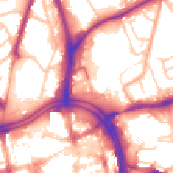 Daytime road noise heatmap for WV1 1JN