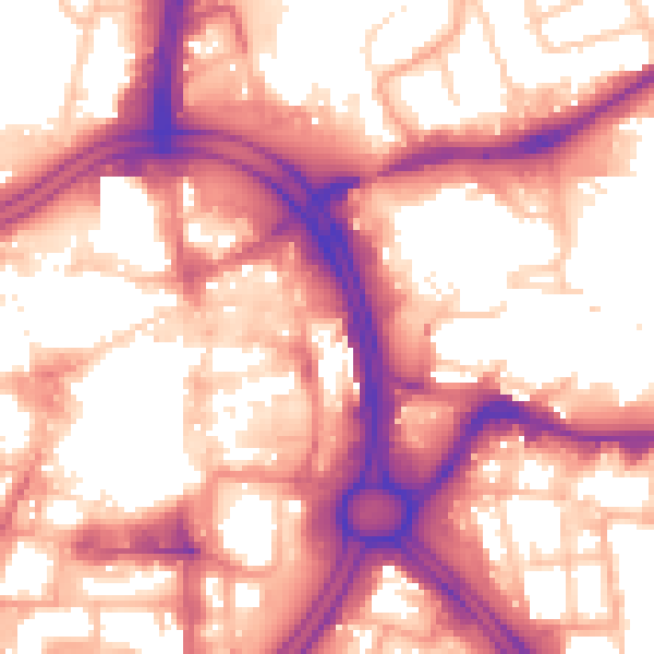 Daytime road noise heatmap for WV1 1LD