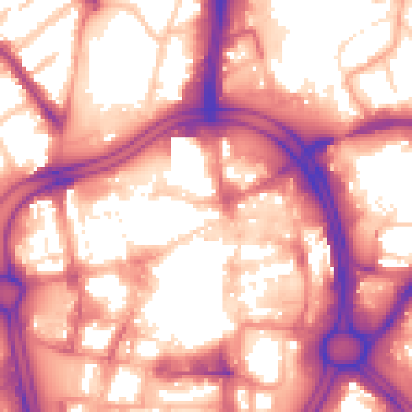 Daytime road noise heatmap for WV1 1LW