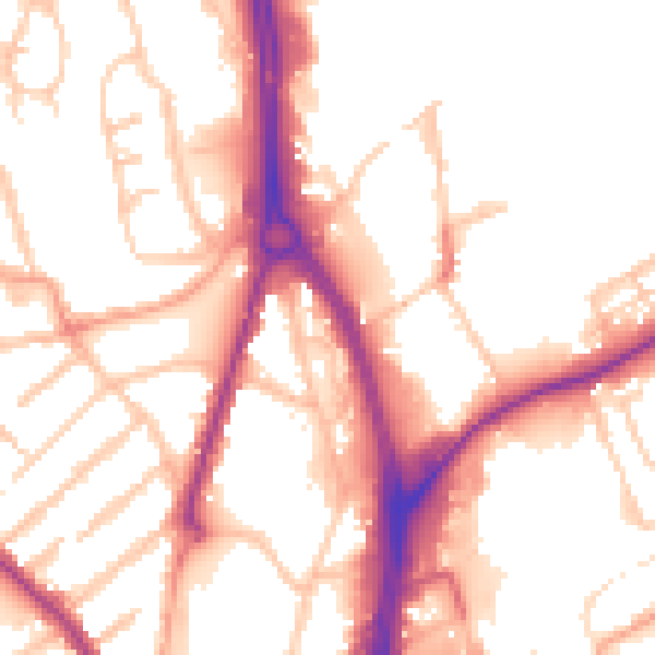 Daytime road noise heatmap for WV1 1QF