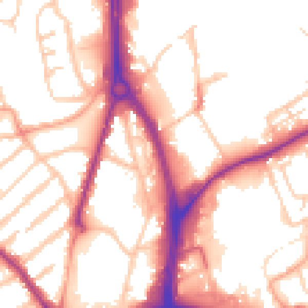 Daytime road noise heatmap for WV1 1QG