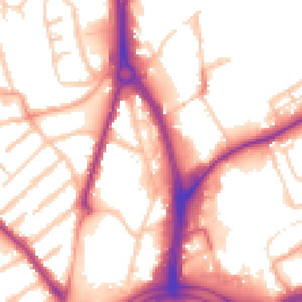 Daytime road noise heatmap for WV1 1QH