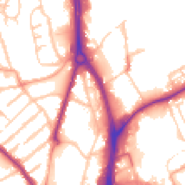 Daytime road noise heatmap for WV1 1QJ