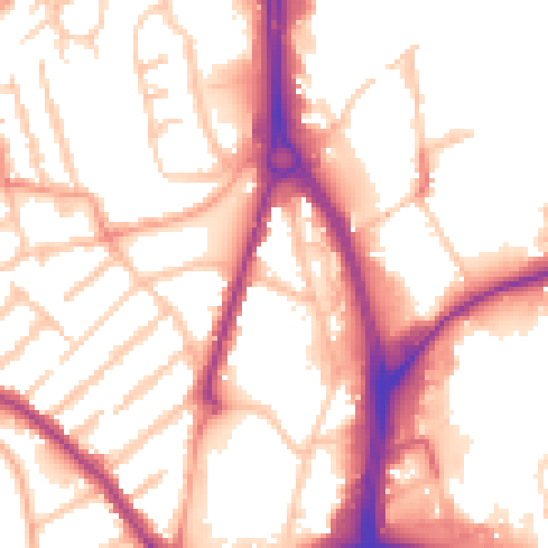 Daytime road noise heatmap for WV1 1QN