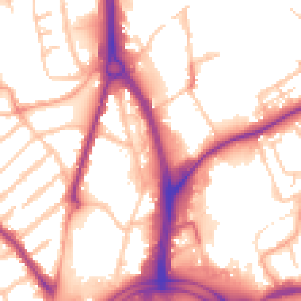 Daytime road noise heatmap for WV1 1QQ