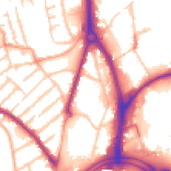 Daytime road noise heatmap for WV1 1QU