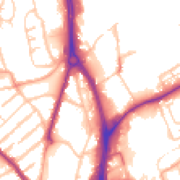 Daytime road noise heatmap for WV1 1QZ