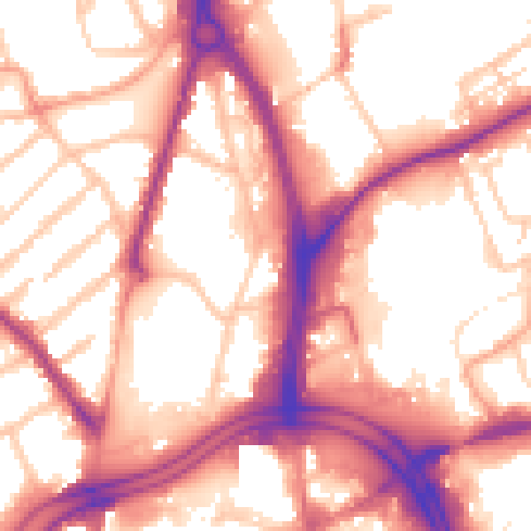 Daytime road noise heatmap for WV1 1RN