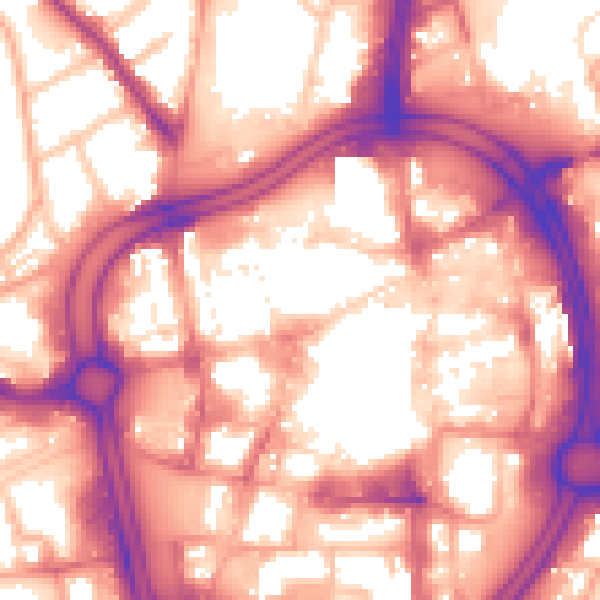 Daytime road noise heatmap for WV1 1TU