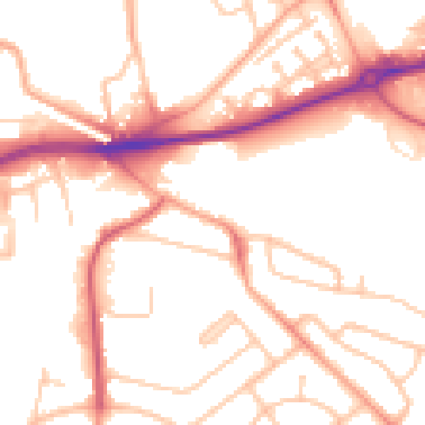 Daytime road noise heatmap for WV1 2AA