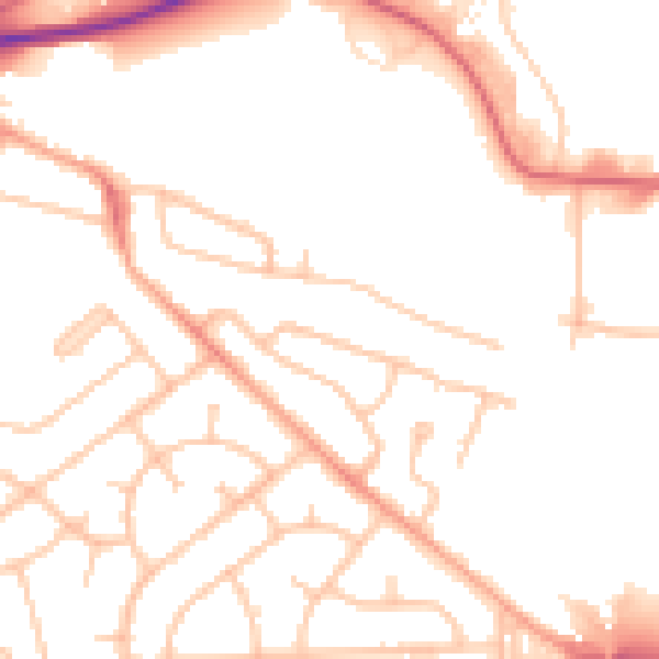 Daytime road noise heatmap for WV1 2AS