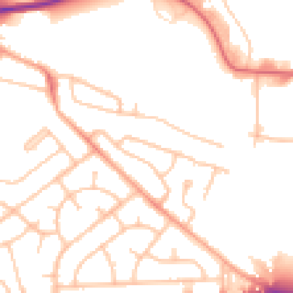 Daytime road noise heatmap for WV1 2AT