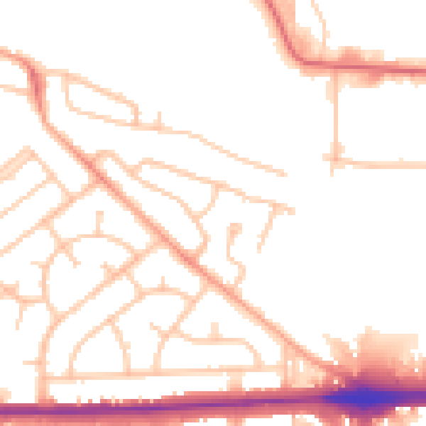 Daytime road noise heatmap for WV1 2AU