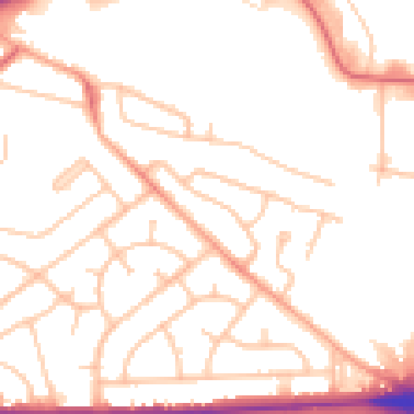 Daytime road noise heatmap for WV1 2AZ