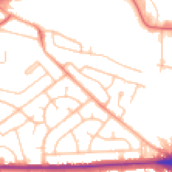 Daytime road noise heatmap for WV1 2BA