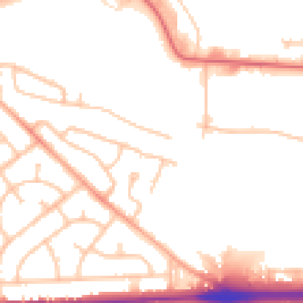 Daytime road noise heatmap for WV1 2BN