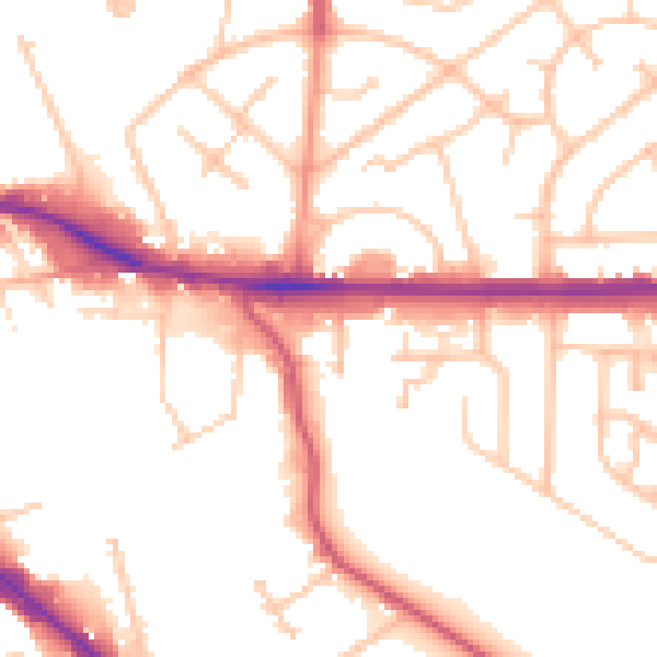 Daytime road noise heatmap for WV1 2BY