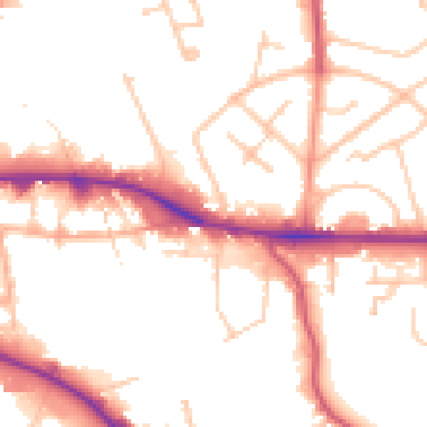 Daytime road noise heatmap for WV1 2HG
