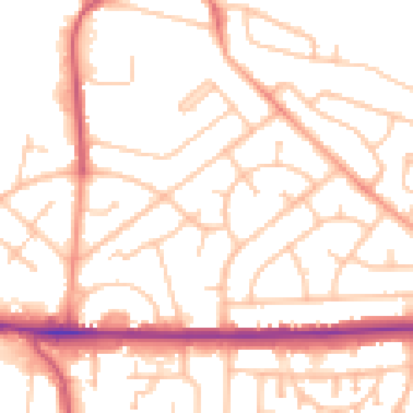 Daytime road noise heatmap for WV1 2LF