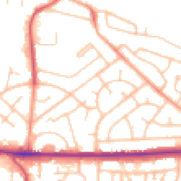 Daytime road noise heatmap for WV1 2LP