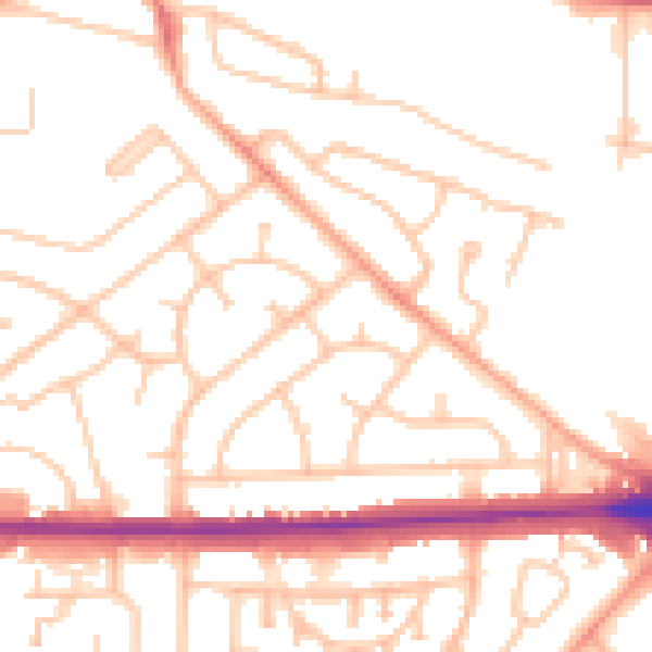 Daytime road noise heatmap for WV1 2PB