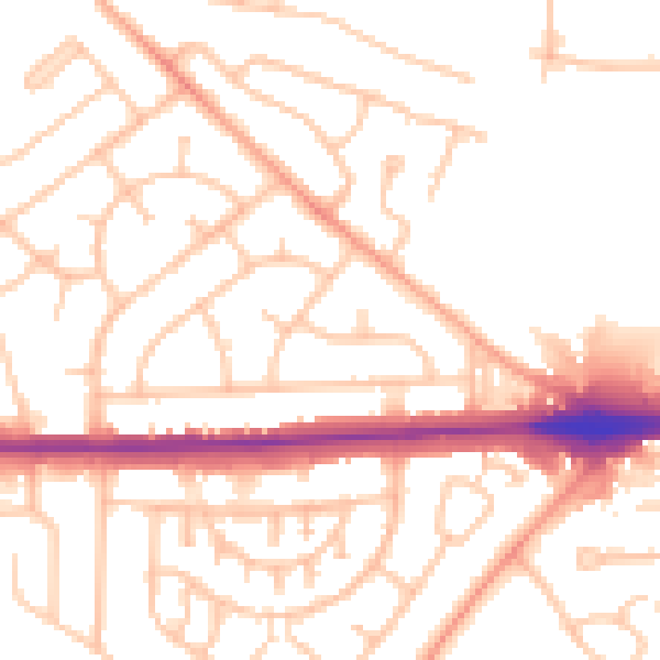 Daytime road noise heatmap for WV1 2PP