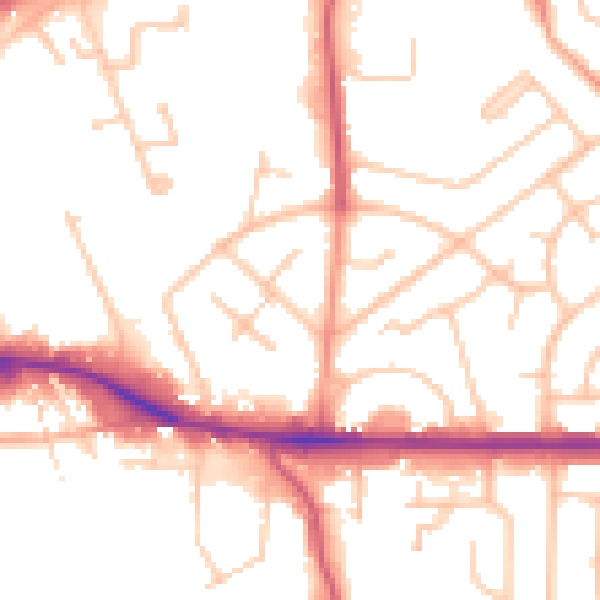Daytime road noise heatmap for WV1 2RG