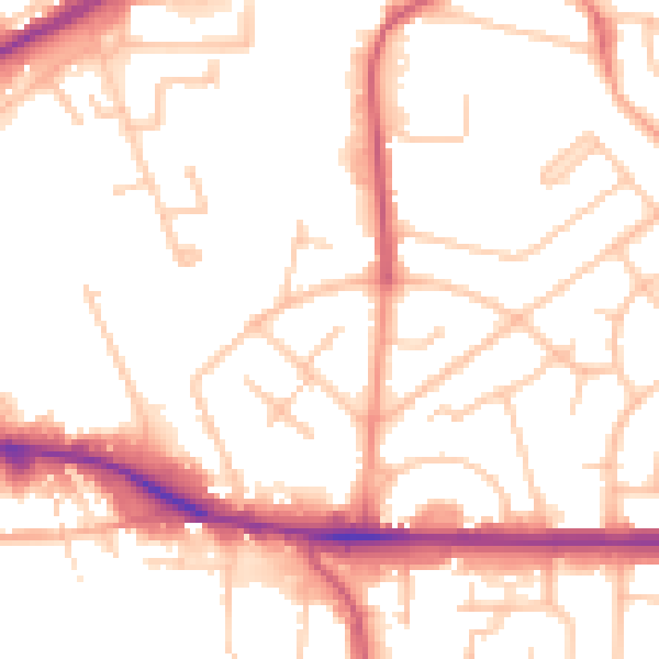 Daytime road noise heatmap for WV1 2RQ