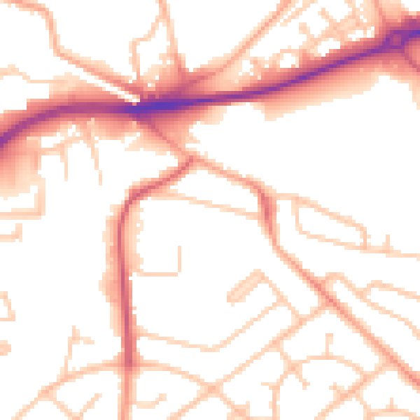 Daytime road noise heatmap for WV1 2RY