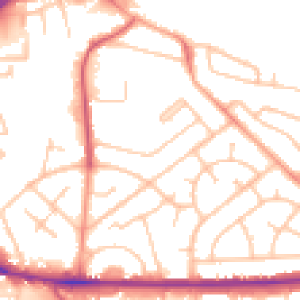 Daytime road noise heatmap for WV1 2SB