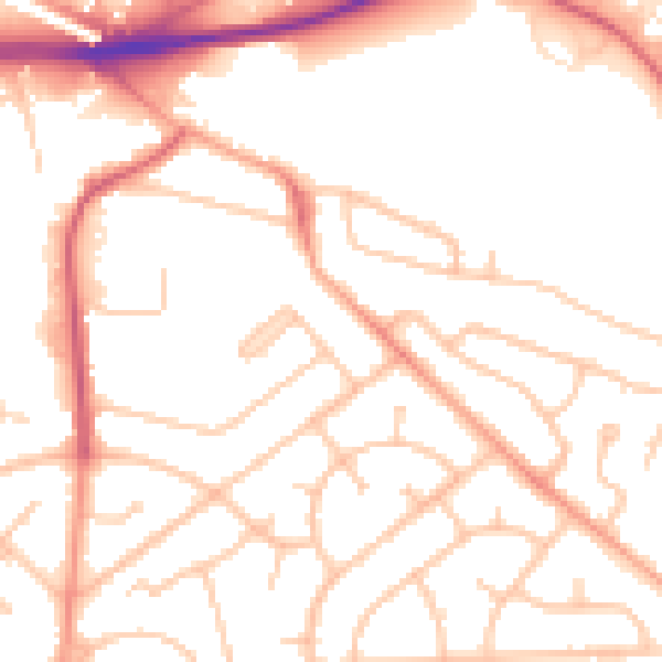 Daytime road noise heatmap for WV1 2SF