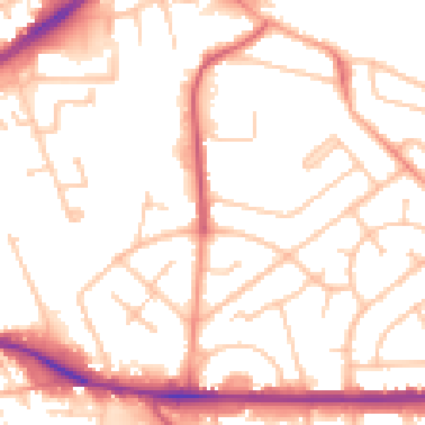 Daytime road noise heatmap for WV1 2SQ