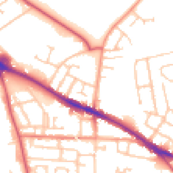 Daytime road noise heatmap for WV1 2TA