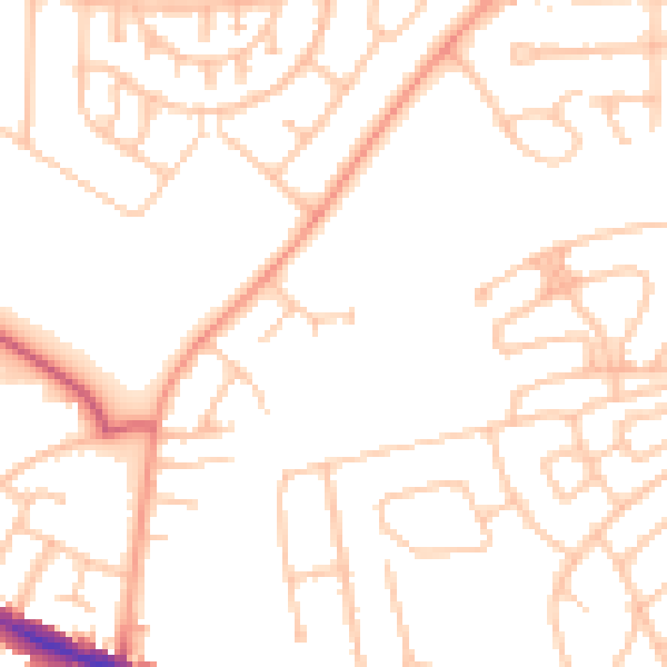 Daytime road noise heatmap for WV1 2UE