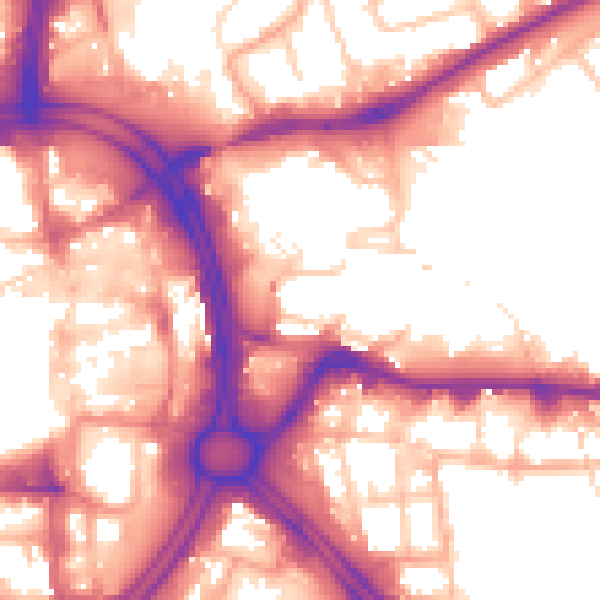 Daytime road noise heatmap for WV1 3EB
